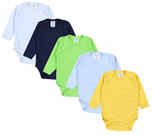 TupTam Jungen Baby Body Langarm Unifarben 5er Pack, Farbe: Farbenmix 1, Größe: 62