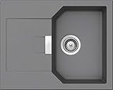 SCHOCK kompakte Küchenspüle 64 x 51 cm Manhattan D-100XS Croma - CRISTALITE hellgraue Granitspüle mit verkürzter Abtropffläche ab 40 cm Unterschrank-Breite