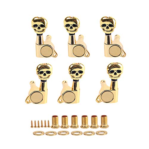 SUPVOX 6R Gitarre Tuning Pegs Tuners Maschine Skull Head Guitar String Tuning Pegs Vintage Machine Head Tuners for Electric Acoustic Guitar Bass Parts (Golden) m 3R3L