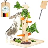 Nagergaleria Futterbaum mit Bodenplatte & Erdspieß fürs Freilaufgehege; Heuraufe Kaninchen Meerschweinchen Hasen