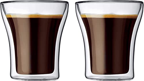 Bodum ASSAM 2-teiliges Kaffeeglas-Set (Doppelwandig, Mundgeblasen, Spülmaschinengeeignet, 0,2 liters) transparent