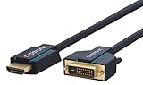 Clicktronic HDMI / DVI-D (24+1) Adapterkabel digitales Videokabel, HDMI Geräte an DVI Monitore anschließen (bi-direktional), vergoldete Kontakte, zweifach geschirmt, 2m