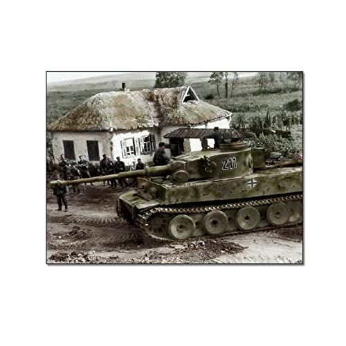 QITEX Leinwand Bilder Wohnzimmer Deutsche Armee Tiger Panzer Art Deco Zimmer ästhetischer Kunstdrucke Vintage Poster Leinwand Bild Wand Bilder Poster für Schlafzimmer Wohnzimmer 50x70cm (Ungerahmt)