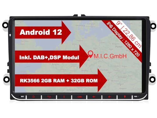 M.I.C. AV9-lite Android 11 Autoradio mit navi Ersatz für VW Golf t5 touran Passat RNS RCD Skoda SEAT: DSP DAB Plus Bluetooth 5.0 WiFi 2 din 9" IPS Bildschirm 2G+32G USB Auto zubehör europakarte