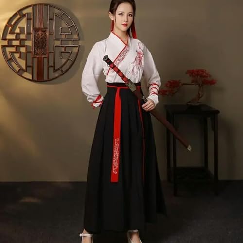 AJOHBM Hanfu Traditionelle chinesische Kleidung Kreuzkragen Han Anzug männlich Antike Cosplay Paar Kostüm