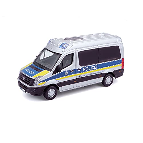 Bauer Spielwaren VW Crafter Polizei: Einsatzfahrzeug im Maßstab 1:50, ab 3 Jahren, ca. 12,5 cm, Silber-blau (18-32011P)