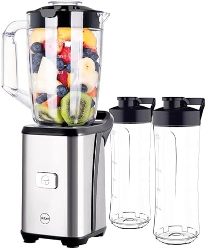 eldom BK5S Jaar Standmixer | Smoothie-Mixer mit 2 Flaschen | 1 Liter Shake Blender | BPA-frei | Klingen aus rostfreien Edelstahl