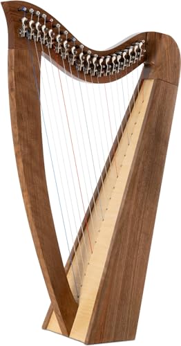 Classic Cantabile H-19 WN Keltische Harfe - Celtic Harp mit 19 Saiten - In Es-Dur gestimmt - Mit Halbtonmechanik - Aus Walnussholz - Inklusive Tasche und 2 Stimmschlüssel - Höhe: 73 cm