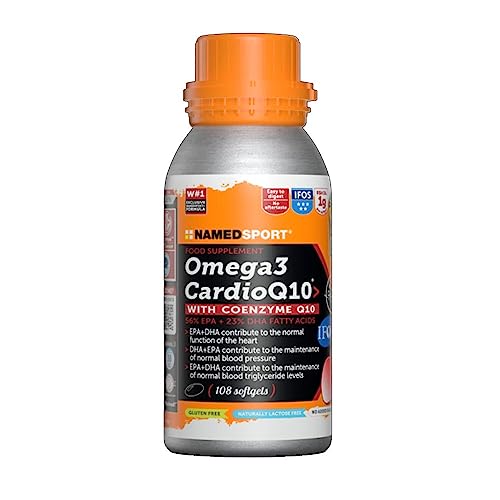 NAMEDSPORT> OMEGA 3 CARDIO Q10 Ergänzungsmittel OMEGA 3 mit Coenzym Q10, hochkonzentrierte Formel, ohne Nachgeschmack, Packung mit 108 Softgels