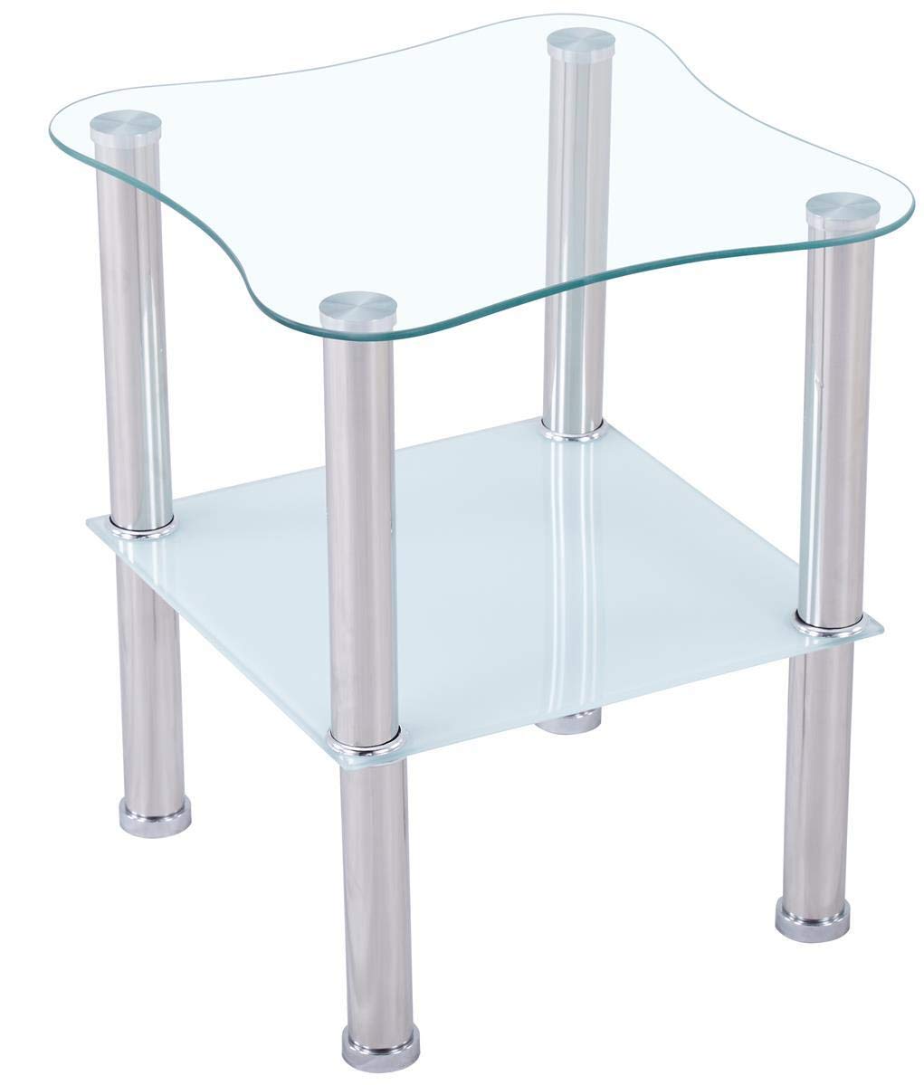 CasaXXl Couchtisch Glas mit Sicherheitsglas & Facettenschliff - Glastisch perfekt geeignet als Beistelltisch/Wohnzimmertisch 40x40x47cm (Abgerundet, Satiniert)
