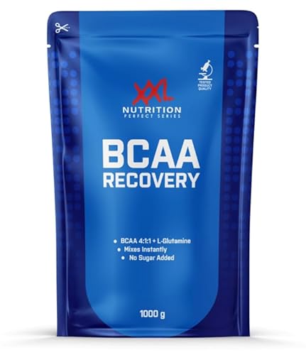 XXL Nutrition - BCAA Recovery - Innovatives BCAA Verhältnis 4:1:1 (Leucin, Isoleucin, Valin, Glutamin) - Perfekt für Reduktionsphasen, Aminosäuren, Recovery-Stack - 1000 Gramm - Green Apple