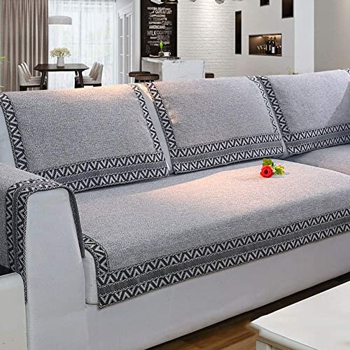 Z-one Sofa Abdeckung Retro Dekoration Sofa Überwurf Baumwolle Anti-rutsch Schmutzabweisend Kissen beschützer Für L förmige- Couch Schnitt-grau 110x110cm(43x43inch)