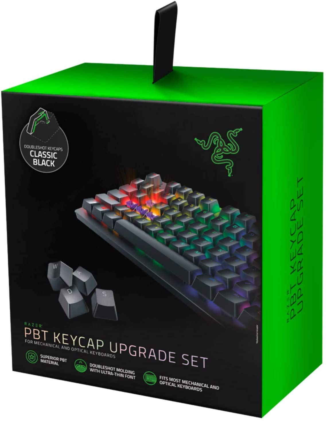 Razer PBT Keycap Set für Gaming Tastatur - Tastenkappen-Upgrade-Set für mechanische und optische Tastaturen (Hintergrundbeleuchtungskompatibilität, überlegenes PBT-Material) Schwarz