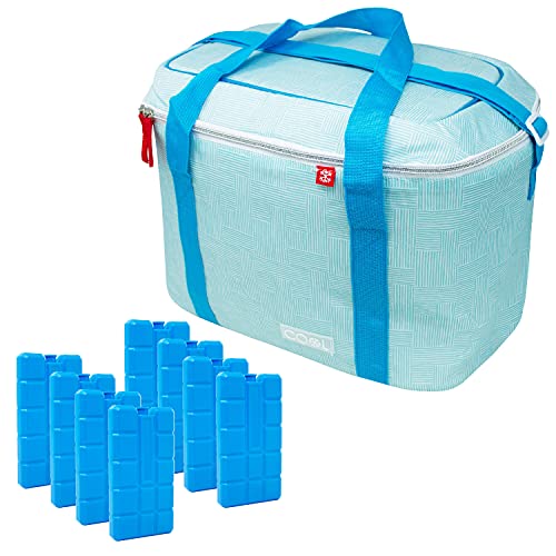 ToCi Kühltasche Blau 25 Liter Isoliertasche inkl. 8er Set Kühlakkus | 200 ml Kühl-Elemente für die Kühltasche Thermotasche