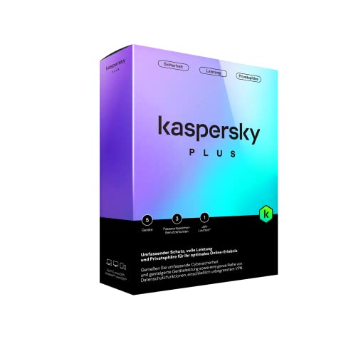 Kaspersky Plus Jahreslizenz, 5 Lizenzen Windows, Mac, Android, iOS Antivirus