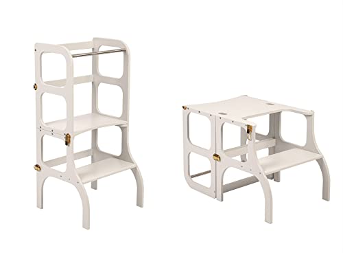 Lernturm - Tisch STEP'n'SIT ®, Küchenhelfer | ette tete | Grau mit Goldener Hardware