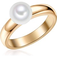 Valero Pearls Damen-Ring Sterling Silber 925 gelbvergoldet Süßwasser-Zuchtperlen weiß - Modern-Ring für Frauen in Gelbgold-Farben Süßwasser-perle groß