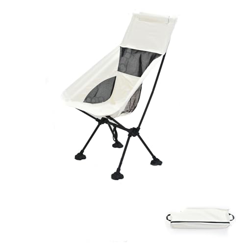 BABANI Campingstuhl Kleines Packmaß Campingstuhl Faltbar Camping Stuhl Ultraleicht Klappstuhl Faltstuhl Chair Klappbar (weiß-groß)