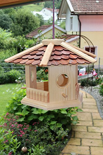 Vogelhaus-Vogelhäuser-(V75)-sechs eck -Vogelfutterhaus Vogelhäuschen-aus Holz-Schreinerarbeit
