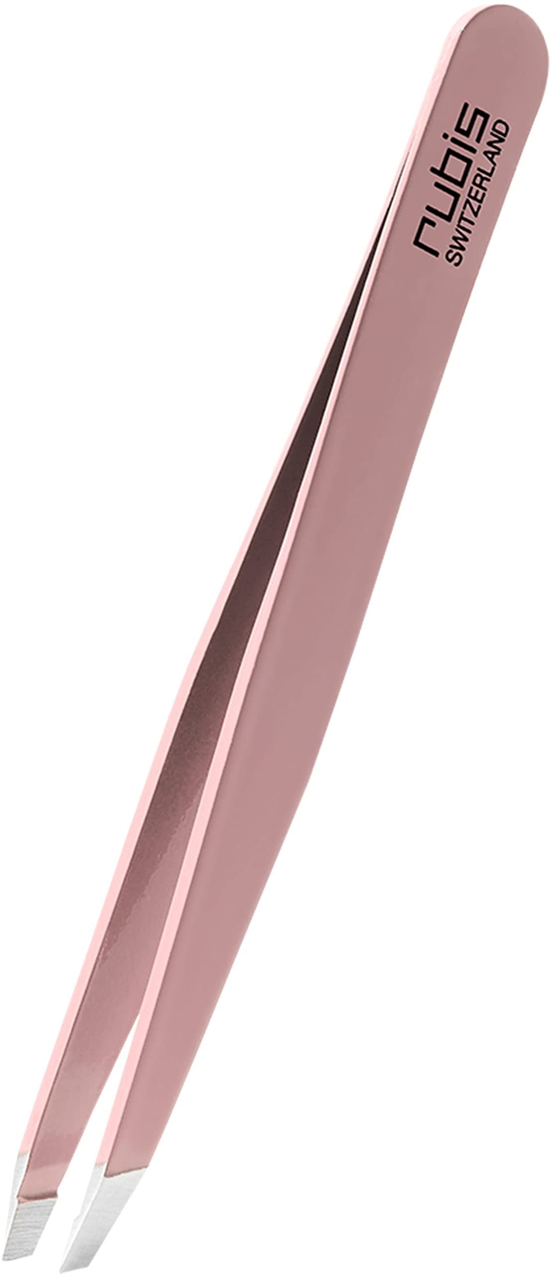 Rubis Pinzette Rosa - schräg, fein und spitz - Pinzette zum Augenbrauen zupfen - schräge Spitze zur Haarentfernung - Profi Pinzette