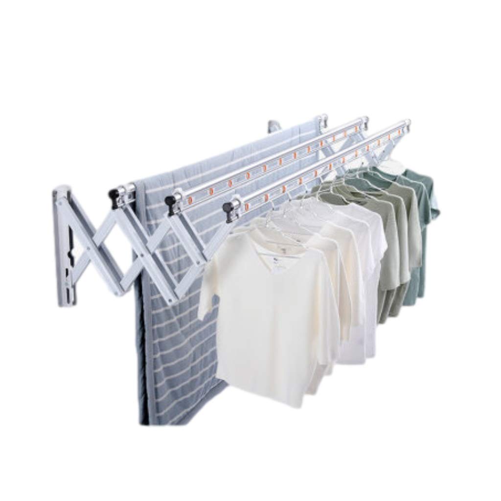 MHCYKJ SéChoir à Linge Mural Extensible SèChe-Linge Telescopique 120Cm SéChoirs RéTractables Ligne De Lavage éTagèRe Pliante (Color : Silver)