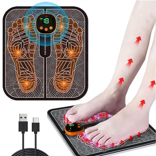 Fußmassagegerät,EMS Fußmassagegerät Elektrisch,Faltbares und Tragbares Elektrisches Fußmassagegerät zur Durchblutungs-und Muskelschmerzlinderung,8 Modi und 19 Intensitäten(Charging Type)