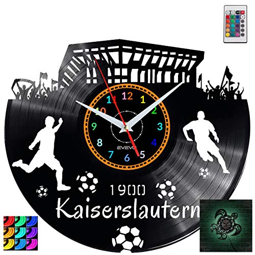 EVEVO Kaiserslautern Wanduhr RGB LED Pilot Wanduhr Vinyl Schallplatte Retro-Uhr Handgefertigt Vintage-Geschenk Style Raum Home Dekorationen Tolles Geschenk Uhr