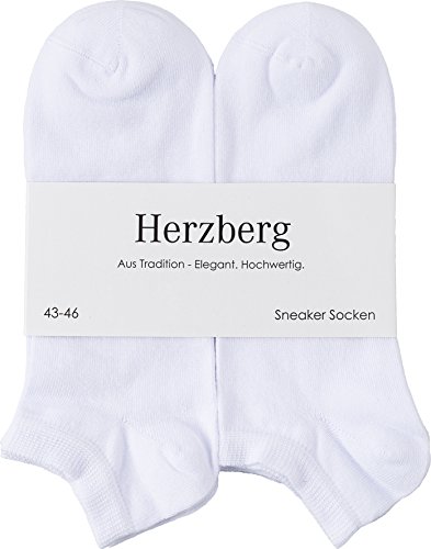 Herzberg Sneaker Socken für Damen Herren 12 Paar (as3, numeric, numeric_43, numeric_46, regular, regular, Weiß)