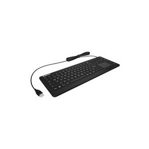 Keysonic KSK-6231 INEL (FR) USB-Tastatur Französisch, AZERTY Schwarz Silikonmembran, Wasserdicht (IPX7), Beleuchtet, Integriertes Touchpad, Maustasten