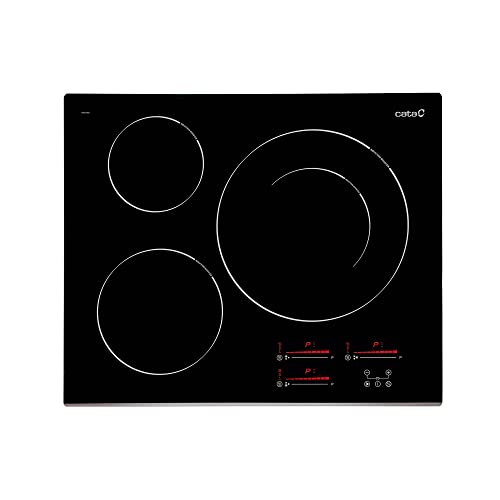INSB 6032 BK - Cerankochfeld mit 3 Kochzonen und 3 Kochfunktionen - Induktion - Kochgefäßerkennung - Touch Control mit Restwärmeanzeige - 9 Leistungsstufen - Cata