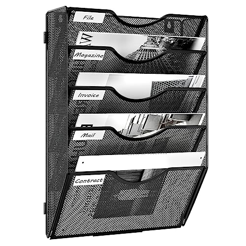 EasyPAG Zeitschriftenhalter mit 5 Fächern Schwarz