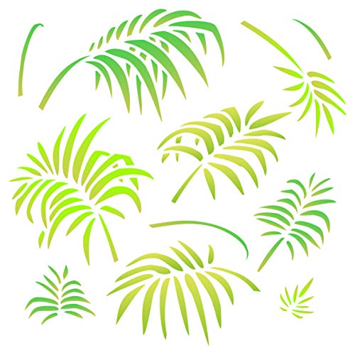 Palmblatt-Schablone – 35,5 cm x 35,5 cm (L) – Wiederverwendbare große tropische Palmenfronten Wandschablone