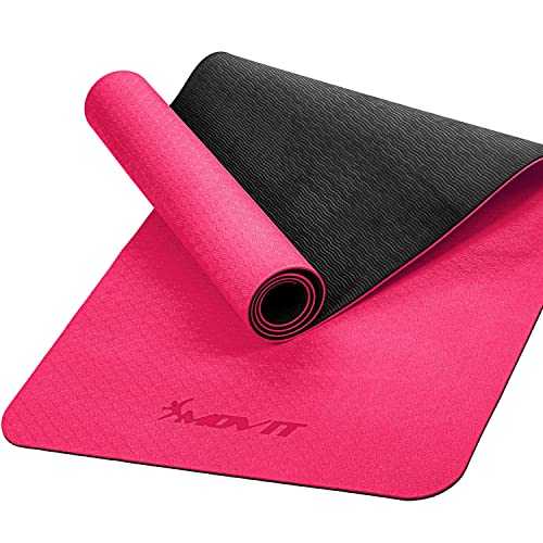 MOVIT Gymnastikmatte, Yogamatte, hautfreundlich und rutschfest, 190 x 100cm, Stärke 0,6cm, Pink