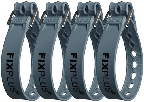 Fixplus-Strap 4er-Pack - Zurrgurt zum Sichern, Befestigen, Bündeln und Festzurren, aus Spezialkunststoff mit Aluminiumschnalle, 35cm x 2,4cm (dunkelgrau)…