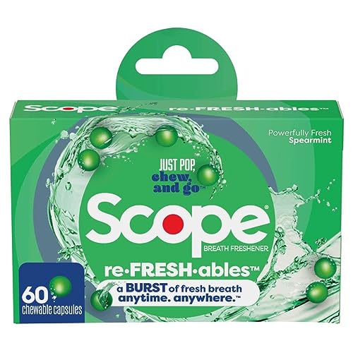 Scope Refreshables, On-The-Go kaubare Kapseln für Mundgeruch Behandlung, kraftvoll frische Spearmint, 60 ct