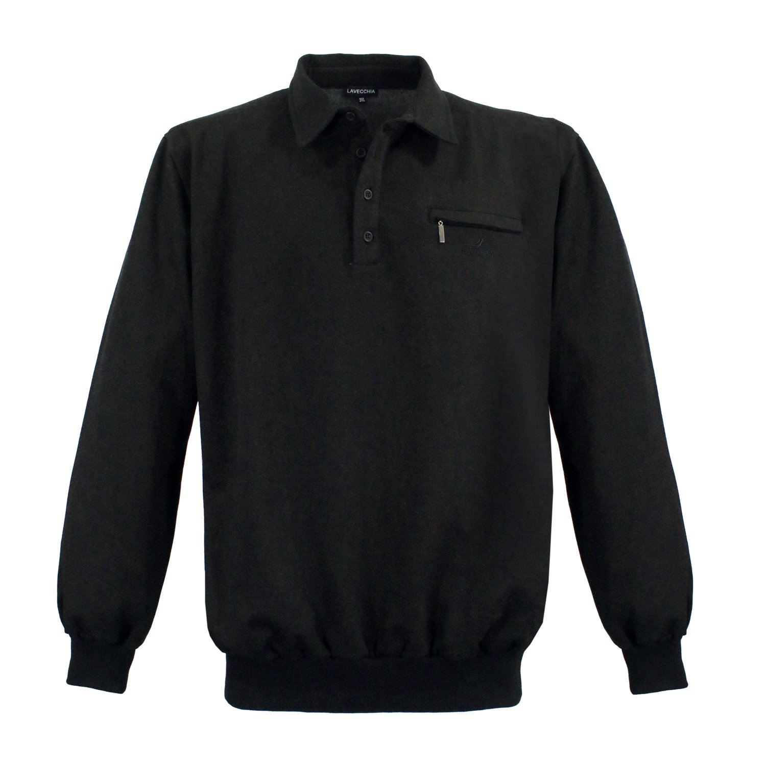 Lavecchia Übergrößen Sweatshirt Herren Langarmshirt Langarm Polo Shirt Poloshirt LV-705S (Schwarz, 4XL)