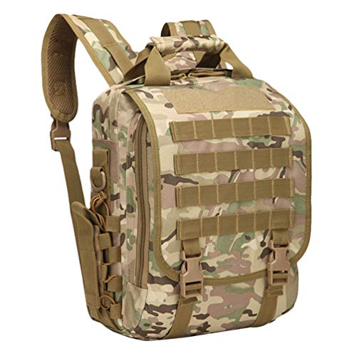 Kaiyei Militär Rucksack Camouflage 14 Zoll Laptop Schultasche Wasserdicht Dauerhaft Mehrfachtasche Molle Mit Velcro Herren Damen Taktische Umhängetasche Klein Tasche CP Camo