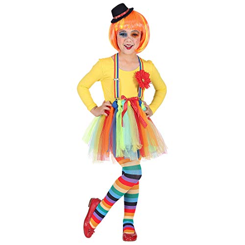 Amakando Entzückende Zirkus-Verkleidung Clown für Mädchen/Kostüm-Set Harlekin mit Rock, Hosenträger & Mini-Hut/Perfekt geeignet zu Kinder-Fasching & Kostümfest
