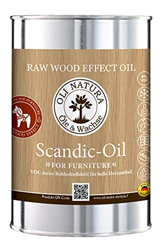 OLI-NATURA Scandic-Oil For Furniture - 1L Farblos - Lösungsmittelfrei, invisible Holzöl für Innenbreich - Möbel Holztisch Stühle Kommoden Schränke für Eiche Fichte Kiefer Tanne