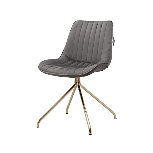 Zons Set mit 2 Stühlen Kylie aus Velour mit goldfarbenem Fuß, grau, 59.5x51xH83 cm