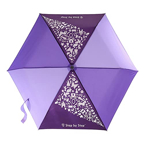 Step by Step Regenschirm, Purple, lila, Magic Rain Effect, Doppler für Kinder, inkl. Farbwechsel, Tasche und Handschlaufe, für die 1. bis 4. Klasse