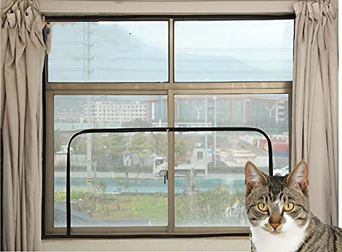 Balkonnetz für Katzensicherheit, Fensternetz mit Reißverschluss, transparentes Netz, Fliegengitter, hält Mücken und Käfer fern, schwarzer Rahmen, weißes Netz, 100 x 150 cm