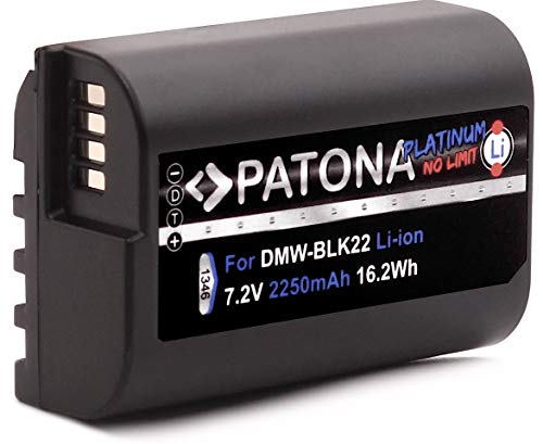 PATONA Platinum Akku DMW BLK22 BLK22E (2250mAh) - kompatibel mit Panasonic DC-S5 DC-S5K G9 GH5 GH5S