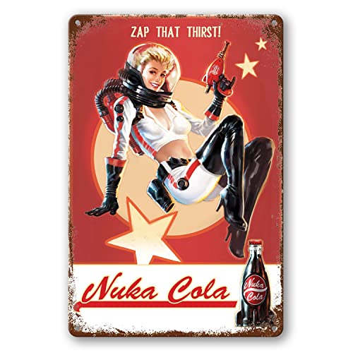 Amdieu Vintage-Blechschild – Nuka Cola Retro-Metallschilder Poster Eisenmalerei Plakette Wanddekoration für Bar Home Garage 20,3 x 30,5 cm