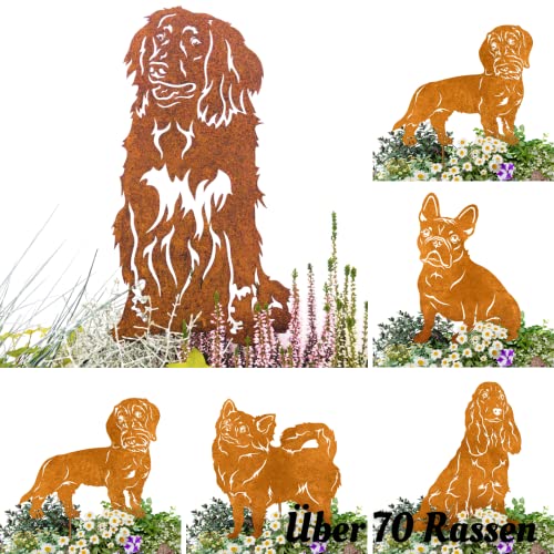 Terma Stahldesign Edelrost Hund Verschiedene Rassen, Handmade Germany, tolle gartendeko aus Rost-Metall, deko rostoptik, Rostfiguren Tiere, rostfiguren Garten, Rostdeko (Münsterländer)