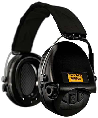 Sordin Supreme PRO X - Aktiver Gehörschutz SOR75302-X-02-G Elektronischer Gehörschützer Gel-Kits Stoffband Schwarze Cups