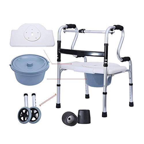 Duschtoilettenstuhl mit Topf für Senioren, zusammenklappbarer Rollator mit 2 Rädern, Gehgestell, Transportstuhl mit Klappsitz, Mobilitätshilfe für ältere Erwachsene, bariatrisch