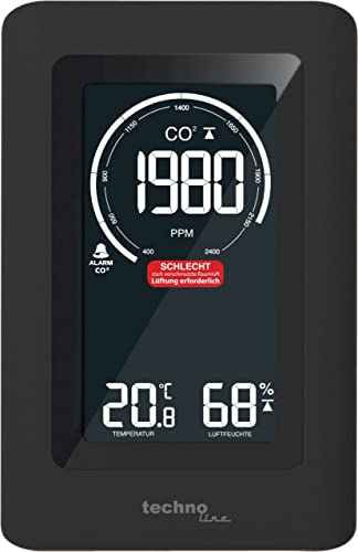 Technoline WL1030 Co2 Messgerät, Luftgütemonitor, schwarz