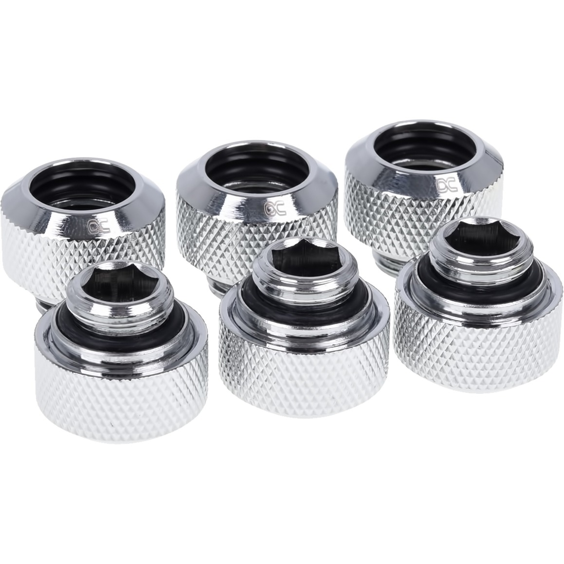 Alphacool 17376 Eiszapfen 13mm HardTube Compression Fitting G1/4, Chrome Sixpack WaterCooling Raccoring
