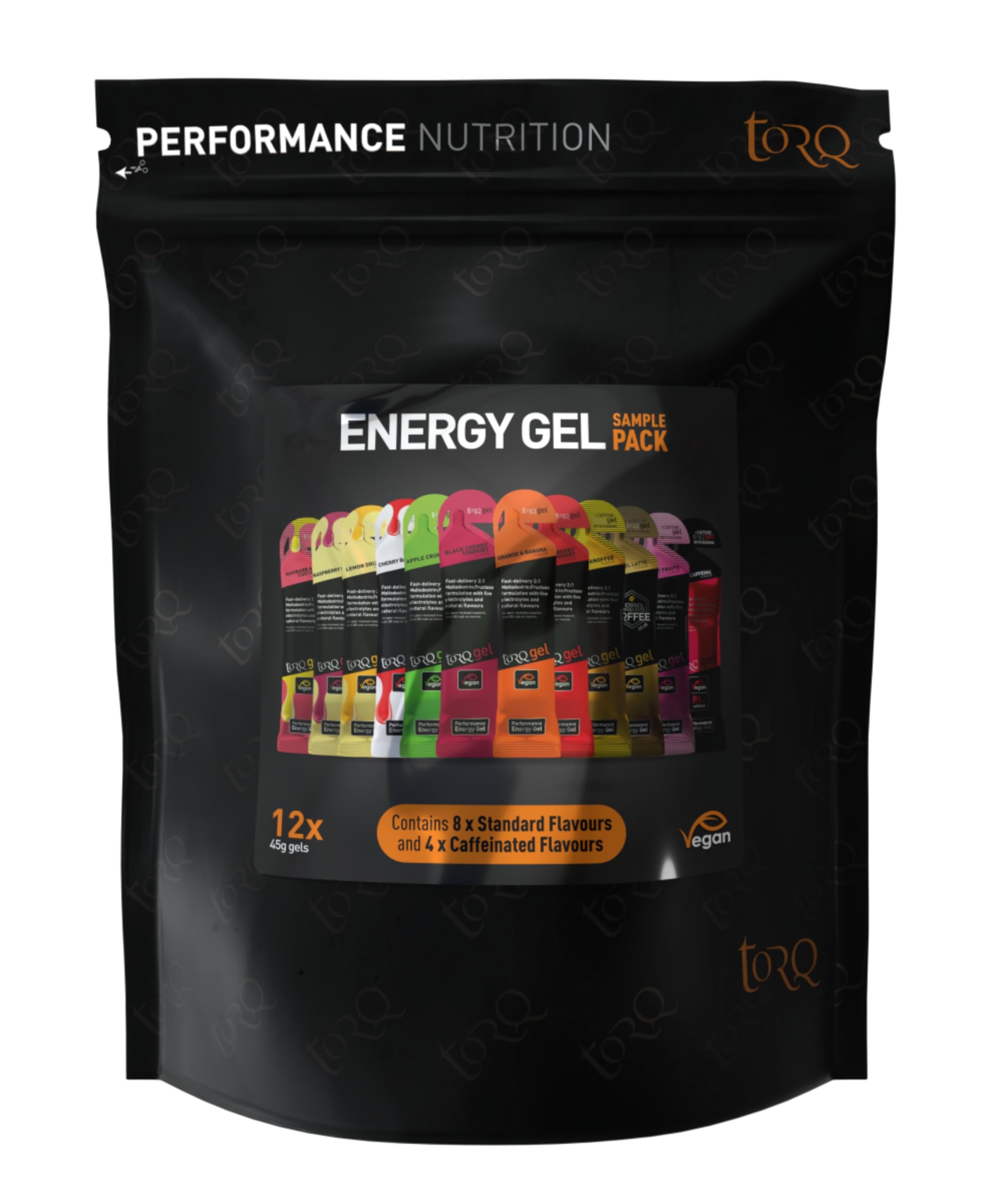 Torq Energy Gel Probepackung 12 Stück - Ultimative On The Go Quick Release Energy - 30g Kohlenhydrate - Laufen/Radfahren/Sportgele - Probepackung - Natürlich & Vegan